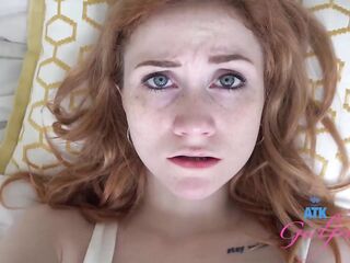 Slim Amateur redhead with petite titties & braces gets cunt eaten and rides dick (POV) Scarlet Skies