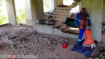 Construction workers having sex on holiday.