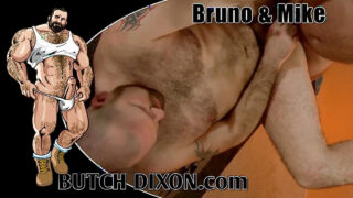 Tattooed hairy men swap blowjobs in 69 then finger and fuck each others cocks