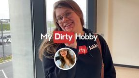 MyDirtyHobby - Nerdy babe fucks and creampied in public