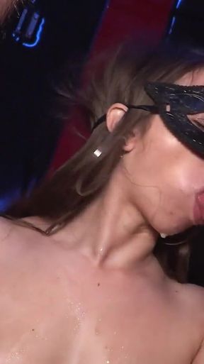 Brunette Throat Godess Steffi Slut Blowbanged by Huge Cocks