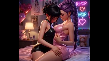 K-pop demon hunters/ Rumi x Zoey lesbian action (AI generated)