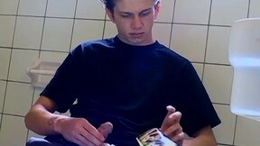 Hot Ian Madrox was caught smoking and jacking off in the bathroom
