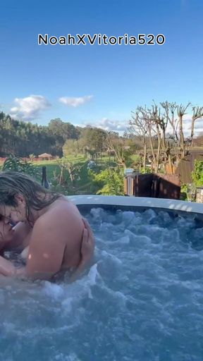 Outdoor Sex with a Hot Blonde MILF in a Hot Tub - Jacuzzi