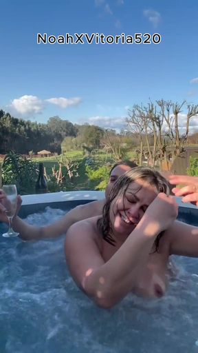 Outdoor Sex with a Hot Blonde MILF in a Hot Tub - Jacuzzi