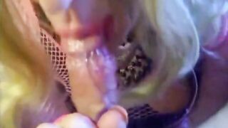 Amateur Sissy Sucks on Crossdressing Guy's Small Cock & Gives Him a Handjob