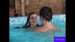 viking and katarinka in a swimming pool