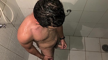 HOT GUY CAUGHT JERKING AT SHOWER TILL CUM - Vincent and Vitor
