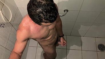 HOT GUY CAUGHT JERKING AT SHOWER TILL CUM - Vincent and Vitor