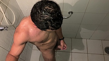 HOT GUY CAUGHT JERKING AT SHOWER TILL CUM - Vincent and Vitor