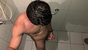 HOT GUY CAUGHT JERKING AT SHOWER TILL CUM - Vincent and Vitor