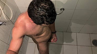 HOT GUY CAUGHT JERKING AT SHOWER TILL CUM - Vincent and Vitor