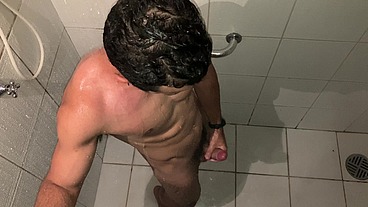 HOT GUY CAUGHT JERKING AT SHOWER TILL CUM - Vincent and Vitor