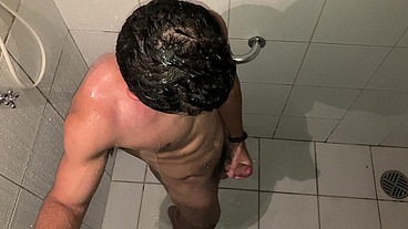 HOT GUY CAUGHT JERKING AT SHOWER TILL CUM - Vincent and Vitor