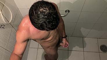 HOT GUY CAUGHT JERKING AT SHOWER TILL CUM - Vincent and Vitor