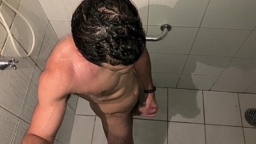 HOT GUY CAUGHT JERKING AT SHOWER TILL CUM - Vincent and Vitor