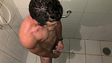 HOT GUY CAUGHT JERKING AT SHOWER TILL CUM - Vincent and Vitor
