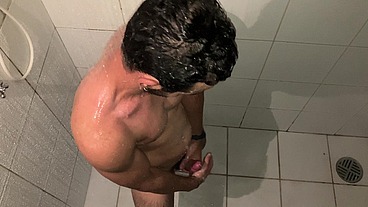 HOT GUY CAUGHT JERKING AT SHOWER TILL CUM - Vincent and Vitor