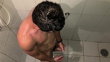 HOT GUY CAUGHT JERKING AT SHOWER TILL CUM - Vincent and Vitor