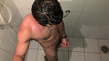 HOT GUY CAUGHT JERKING AT SHOWER TILL CUM - Vincent and Vitor