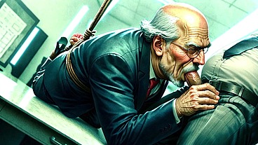 A group of mature men engage in an insane orgy with cum inside an old man's ass.