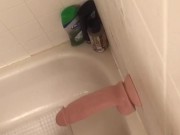Big dildo fucking Sam in the shower