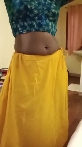 Tamil Dusky Wife Wearing Saree Infront of Her Brotherhood Boy