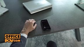 POV - Cum eating office babe Rebecca Volpetti and Alyssa Bounty