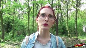 german scout - college teen lia louise in real public street porn casting fuck