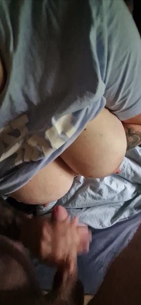 Milf gets a big cumshot on her boobs