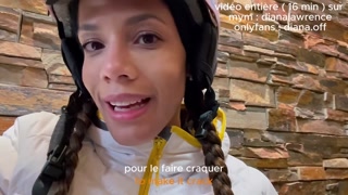 She empties a ski salesman's balls