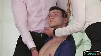 Bisexual office stud fucked in threeway