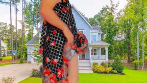 Cute sissy holding stuffed bunny in bed playfully