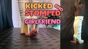 Kicked and Stomped by Your Girlfriend in OTK White High Heels Boots (Slave Double Version) - TamyStarly - Cock Balls Crush Trample, Shoejob, Bootjob, CBT, Ballbusting, Trampling, Stomping