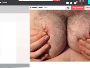Big Fat Guy Plays with his tits and talks to you