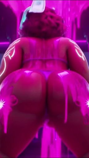 Cyberpunk Neon Oil Twerk: Nude Voluptuous Back Dances 2034   Clip 1