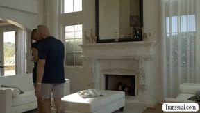 Ebony Trans babe Cloudy Vi butt fucked by big cock