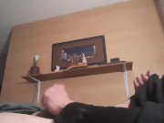 Me stroking semi hard cock and cum
