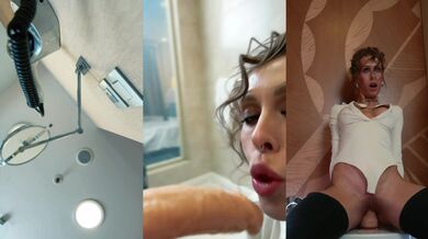 Beautiful milf pissing in toilet and find a big dildo! What do Yu think she will do? - Tatas