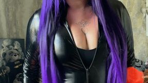 Girl in latex costume pop orange glove