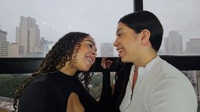 Deep Kiss Between a Hot Brunette and a Thick-Lipped Fair-Skinned Beauty - By Bela Cruel and Paola Sanches - Full Video