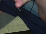 Quickie Masturbation Before Work Resulted In A Huge Cumshot All Over The Floor, Needed a Mouth