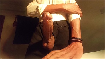 Solo male masturbation and a lot of cum from your alpha boss dad with a big cock
