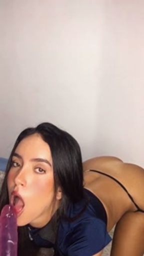 Candy Debby petite skinny 22 Brazilian enjoys solo play with a dildo