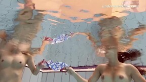 Russian hot teens swim nude underwater