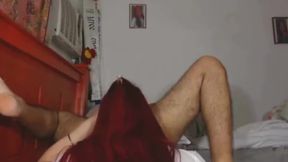 Redhead latin shemale gives a sensual rimjob before riding hard