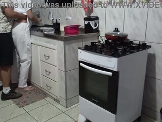 Maid had her booty used during the time that washing dishes.