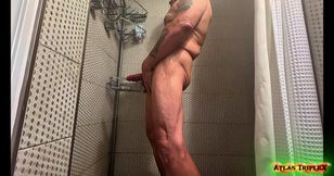 Solo Shower Scene - Soaping up and Dropping Loads