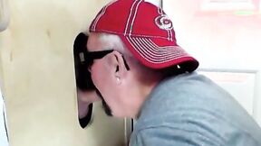 ”Dick hungry bitch sucking delicious cocks in a gloryhole”
