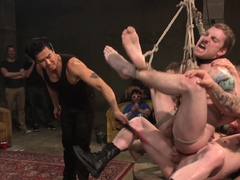 Sebastian brings in collared boy for the crowd